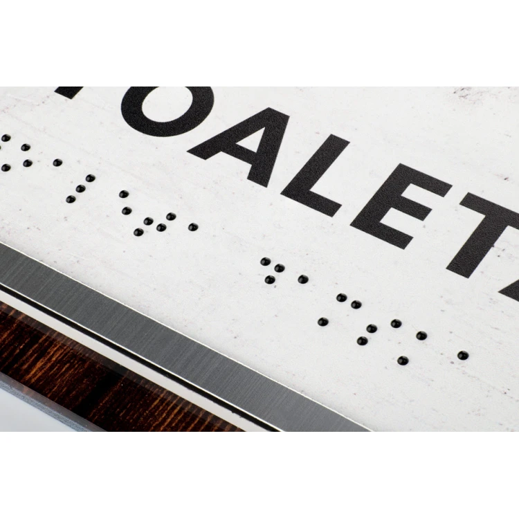 Toaleta damska i męska - tabliczka z pismem Braille'a - wym. 205x268mm - plexi - WOODPLEX -TAB386