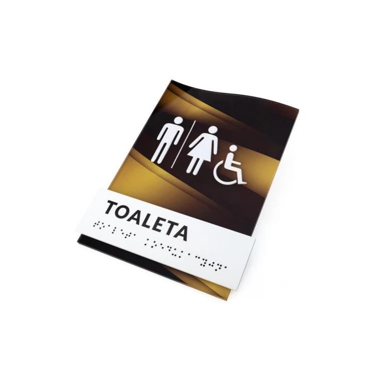 Toaleta koedukacyjna - tabliczka z pismem Braille'a - wym. 158x213mm - plexi -TAB433
