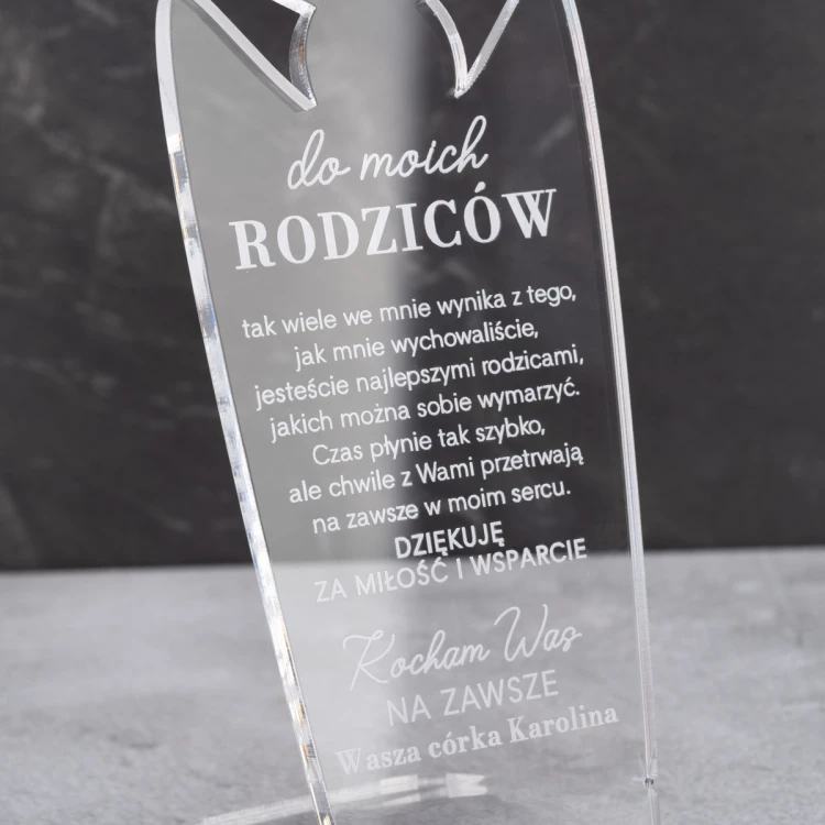 STATUETKA SERCE - pamiątka podziękowanie dla rodziców - model DTA085