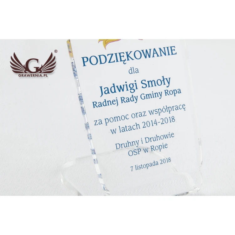 Trofeum Strażak z odznaką OSP - model DTA54 - wysokość 14,5cm - druk UV