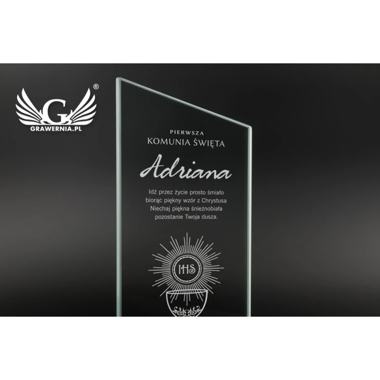 Trofeum szklane CULTI 19 cm - Pamiątka Pierwszej Komunii Świętej - TSZ060