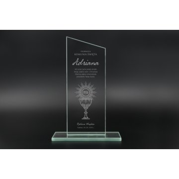 Trofeum szklane CULTI 19 cm - Pamiątka Pierwszej Komunii Świętej - TSZ060