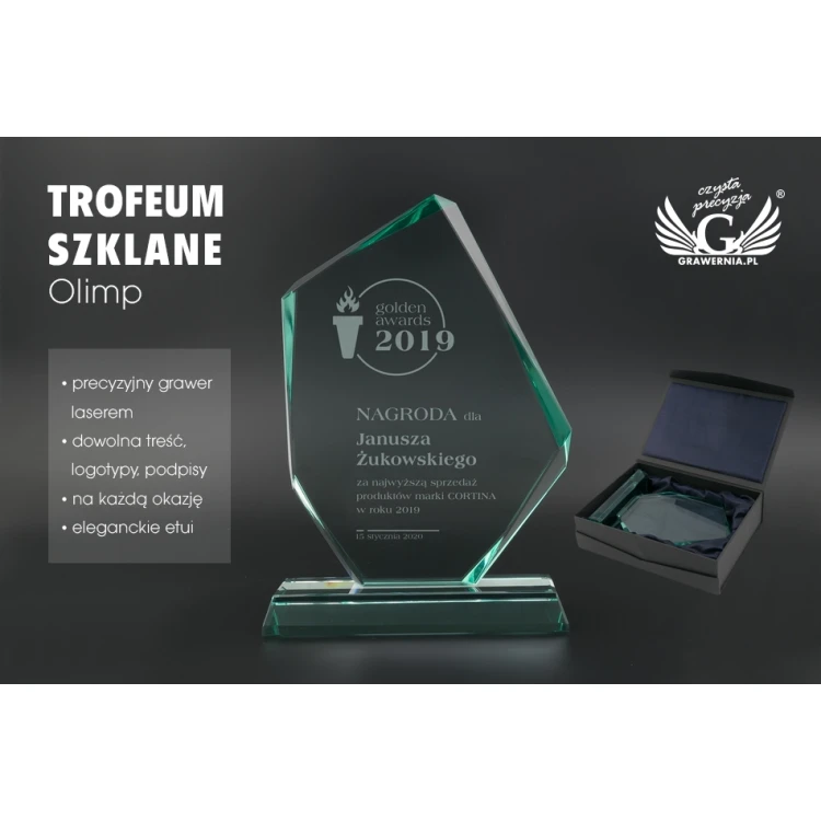 Trofeum szklane w etui - OLIMP - TSZ098