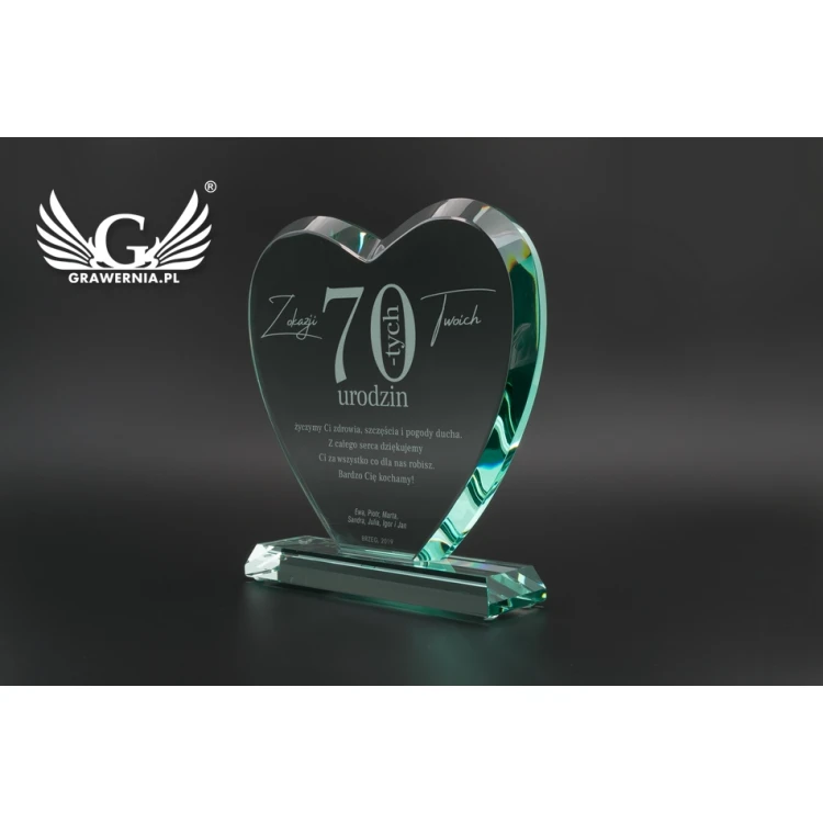 Trofeum szklane w etui - SERCE 3 - URODZINY - TSZ095