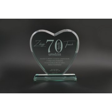 Trofeum szklane w etui - SERCE 3 - URODZINY - TSZ095