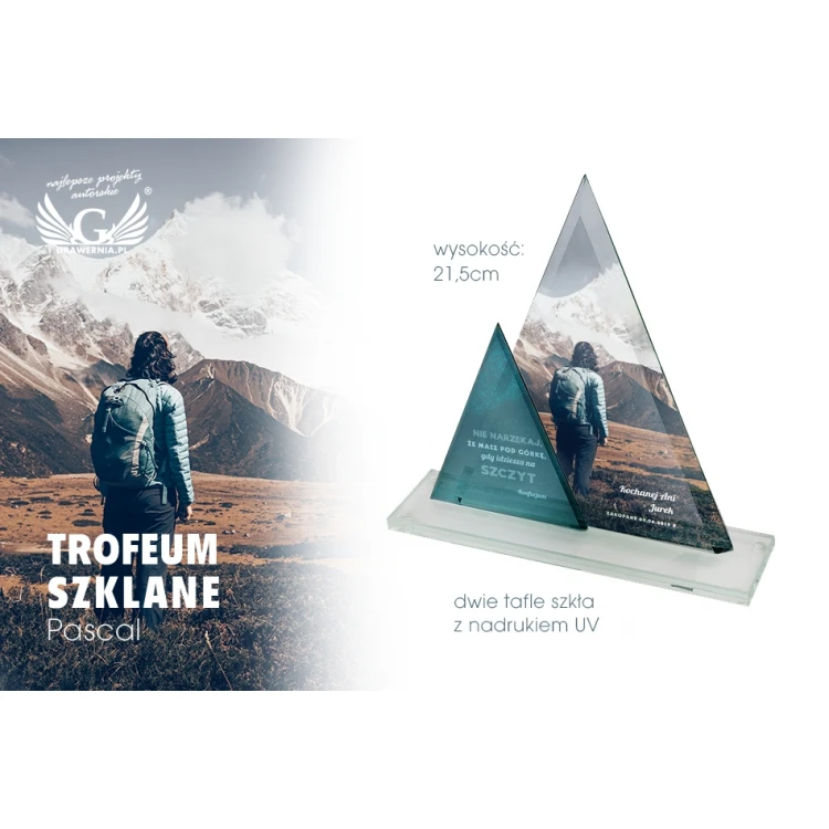 Trofeum szklane z nadrukiem UV - Pascal - TSZ084