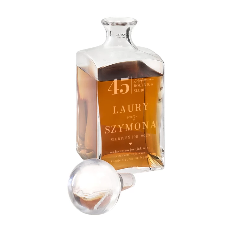 Karafka z grawerem do whisky lub nalewek - TREFL - 45 rocznica ślubu - KAR051