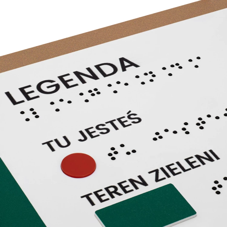 Plan tyflograficzny z pismem Braille'a - PVC twarde, tworzywo ADA, laminat i akryl - wym. 770x320 mm  - TAB668