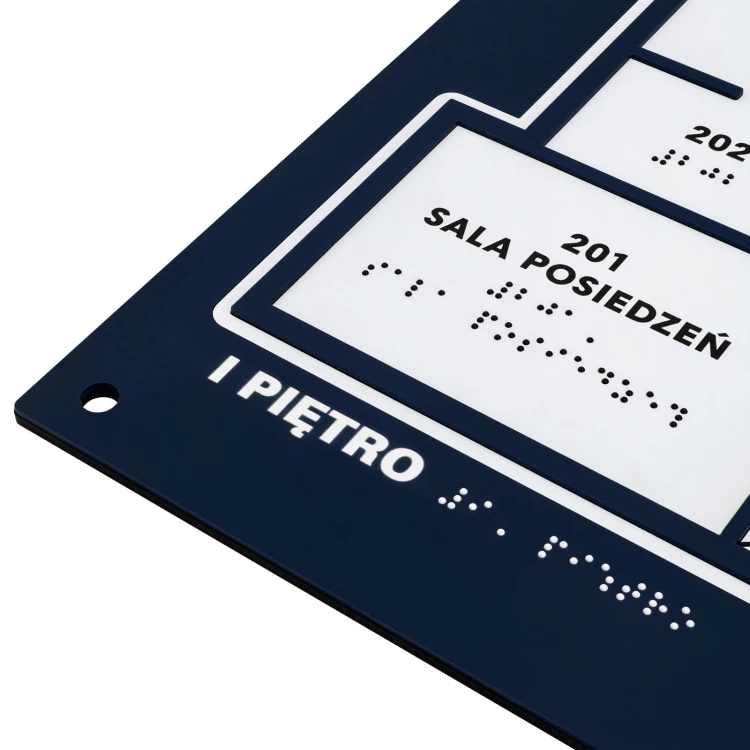 Plan tyflograficzny z pismem Braille'a - PVC twarde, tworzywo ADA, laminat i akryl - wym. 450x520 mm - TAB677