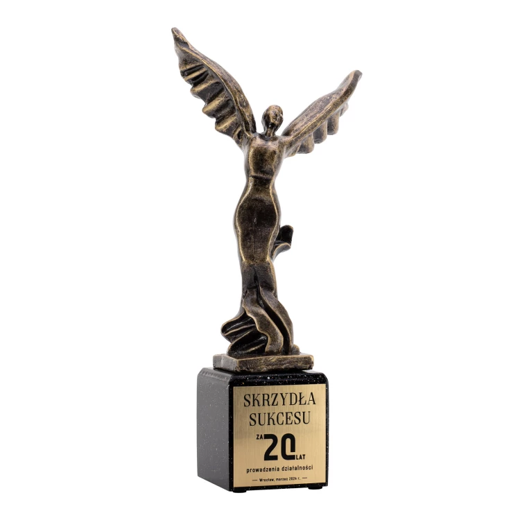 Statuetka Skrzydła sukcesu - odlewana Twoim z grawerem - wys. 30 cm - FOL070