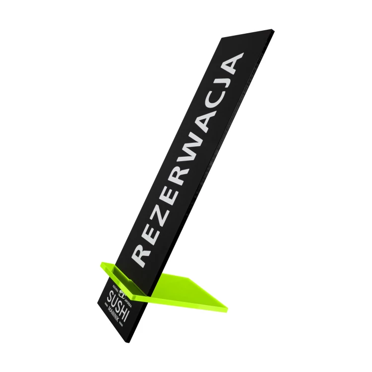 Stojak Rezerwacja - akryl czarny mat - wym. 50x200mm - ST071