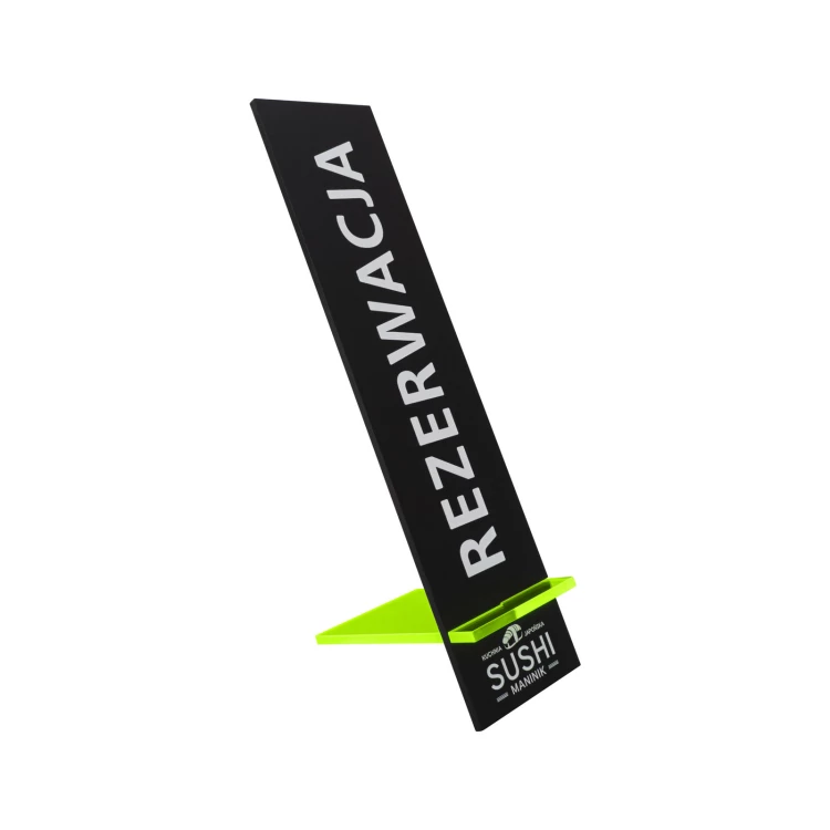 Stojak Rezerwacja - akryl czarny mat - wym. 50x200mm - ST071