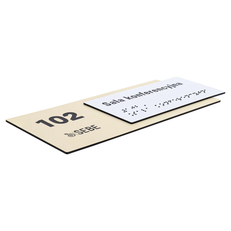 Tabliczka na drzwi z logo firmy i pismem Braille'a - wym. 200x84mm - TAB627