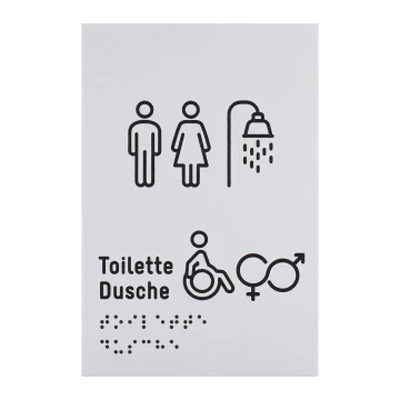 Tabliczka z piktogramami i pismem Braille'a - toaleta z prysznicem - wym. 100x150mm - TAB636