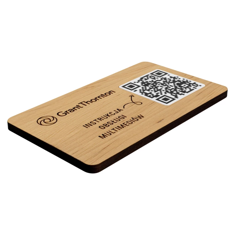 Tabliczka/Menu z wymiennym kodem QR i grawerem - wym. 120x70 mm - TAB679