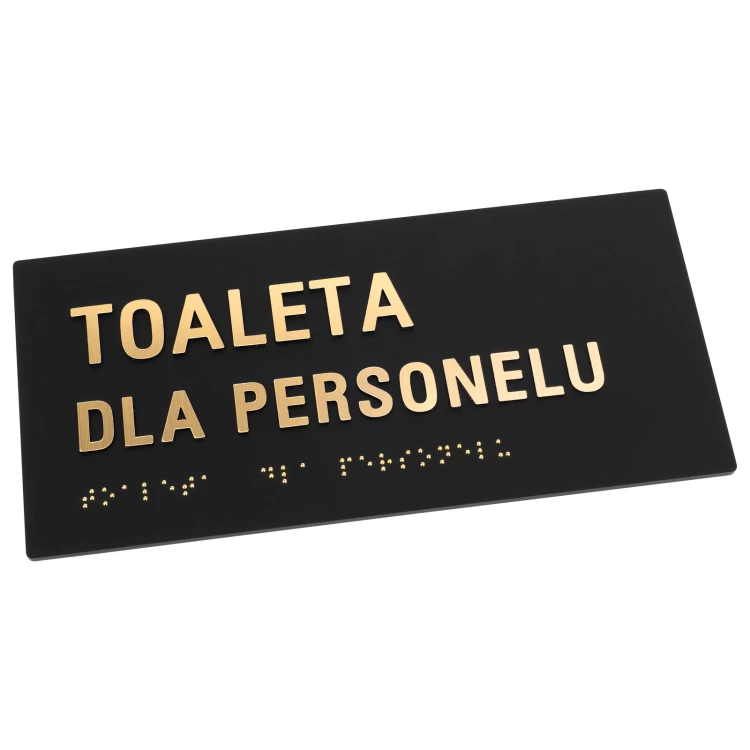 Toaleta dla personelu - tabliczka z pismem Braille'a - czarny matowy akryl - wym. 210x100mm - TAB596