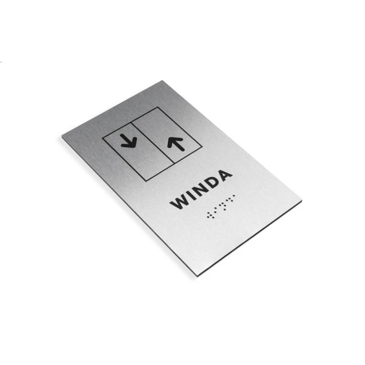 Winda - tabliczka ze srebrnego dibondu z pismem Braille'a - wym. 100x160mm - TAB283