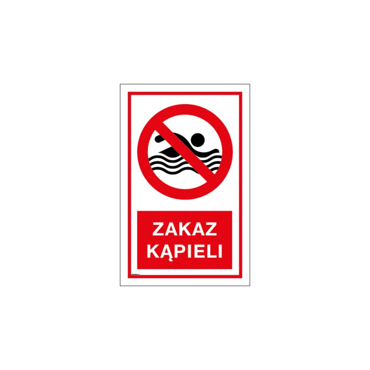 Zakaz kąpieli - tabliczka na basen lub kąpielisko wym. 420x653mm - PVC - kolorowy druk UV - TAB227