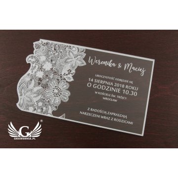Zaproszenia ślubne z akrylu - cyfrowy druk UV - ZAP036