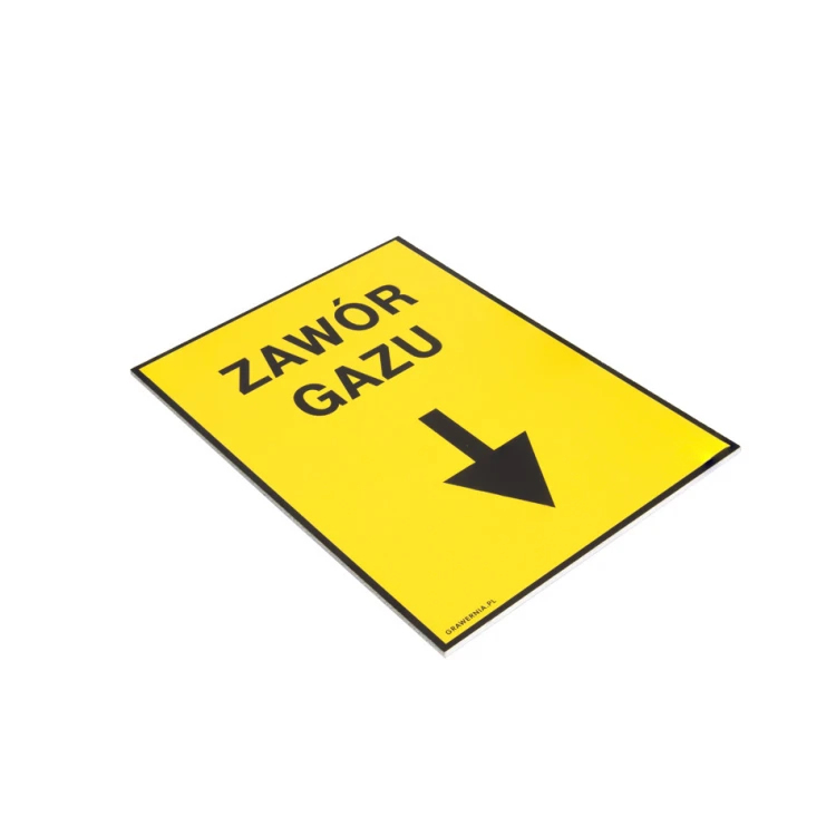 Zawór gazu - tabliczka lokalizacyjna dla gazociągu - wym. 140x200mm - PVC - kolorowy druk UV - BHP110