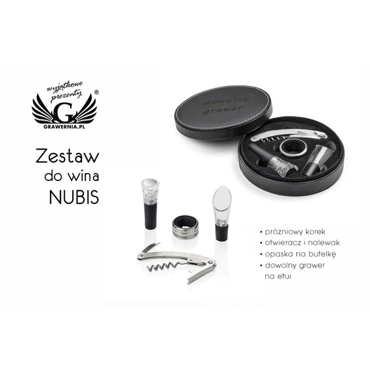 Zestaw do wina Nubis z dowolnym grawerem - AL012