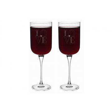 Kieliszki do wina z grawerem - prezent dla Pary Młodej - Love - KL008