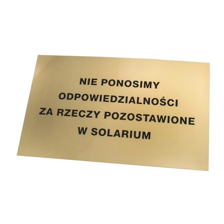 Złota tablica informacyjna grawerowana - laminat gr. 1,6mm - wym. 500x300mm - SZ145 